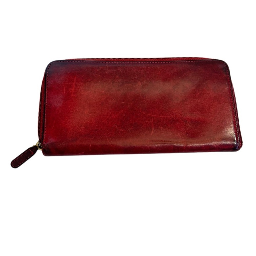 Vintage Coach Wallet Burgundy Leather Card Bill Coin Zip Around Accordion VTG - Picture 2 of 16